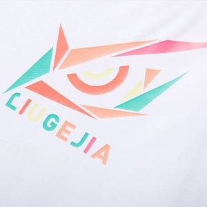 Men's oversized white long sleeve T-shirt featuring vibrant colorful eye graphic print
