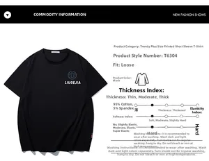 Dettagli sulla composizione 95% cotone e logo del marchio sulla maglietta nera oversize
