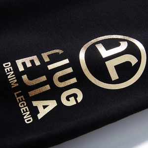 Men's oversized black sweatshirt with premium gold letter print and denim legend logo