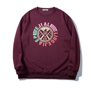 Men's oversized burgundy crewneck sweatshirt with eagle shield graphic print