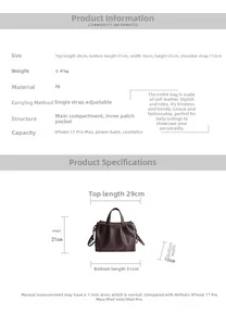 Tableau des tailles détaillé pour sac fourre-tout plissé avec dimensions en cm