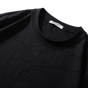 Black oversized crew neck T-shirt for men with unique cloud jacquard texture detail