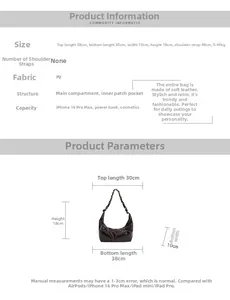Detailed size chart for large PU dumpling bag with capacity and dimension specifications
