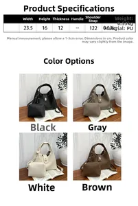 Size chart for vintage PU handbag with dimensions 23.5x16x12cm and weight specifications