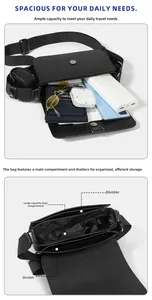 Detail view showing internal structure and capacity of the black crossbody bag