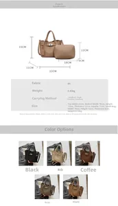 Détails de diverses couleurs de sacs en cuir PU grainé avec décorations de fermoirs en métal