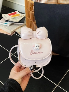 Sac Bandoulière Mini pour Enfants avec Nœud Papillon et Animal de Dessin Animé en Cuir PU Petit Sac à Épaule pour Filles Style Sucré Cadeau