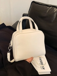 Korean Style Women PU Leather Small Square Box Bag Vintage Crossbody Shoulder Bag With Top Handle And Detachable Strap Daily Fashion Satchel