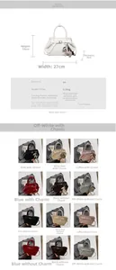 Detailed size specifications for minimalist PU leather baguette bag with horse charm