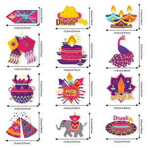 Décorations de spirales suspendues pour fête de Diwali avec dimensions de diya et éléphant