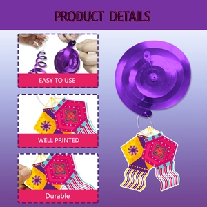 Décorations de fête Diwali avec spirales en PVC violet et lanternes indiennes colorées