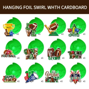 Super Bowl football party hanging swirl decorations with 12 unique sports themed cards