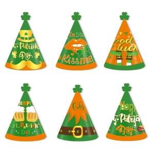 St. Patrick's Day Party Hat Eyewear Set Irish Celebration Paper Cone Hats Green Clover Mustache Photo Booth Props Decorative Accessories