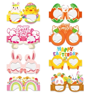 8er-Set festliche Osterbrillen aus Papier mit Hasen, Eiern und floralen Designs