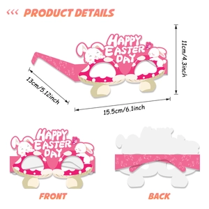 Osterparty-Papierbrille mit Hasen- und Pilzdesign sowie Happy Easter Day Schriftzug
