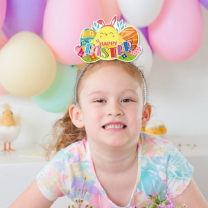 Serre-tête de Pâques pour enfants avec poussin, oreilles de lapin et œufs colorés