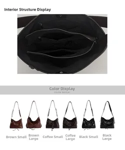 Detail of multi-layer zipper pockets and color display of large tote commuter bags