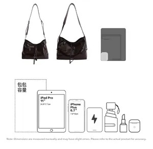 Detail view of large tote bag interior capacity for 11 inch iPad and daily items