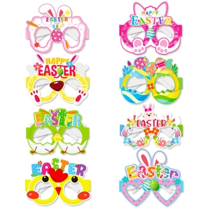 Lot de 8 lunettes de Pâques en papier coloré avec oreilles de lapin pour les fêtes