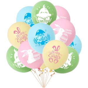 Ballons de Pâques colorés avec motifs lapins et poussins pour décoration de fête joyeuse