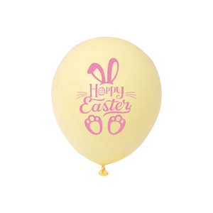 Ballon de Pâques jaune pâle avec texte Hoppy Easter rose et oreilles de lapin déco