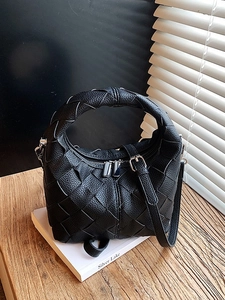 Sac Bandoulière Rétro en Cuir PU Tissé pour Femmes Sac Hobo Mode Couleur Unie Damier Quotidien Sac à Épaule