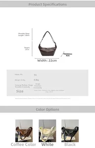 Detailed size specifications and multi-color options for large capacity PU crossbody bag
