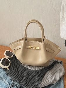 Damen Retro PU Leder Eimertasche Mode Hochglanz Einfarbig Handtasche Metallschnalle Vielseitige Umhängetasche Für Den Täglichen Gebrauch