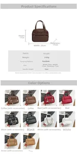 Detailed dimension chart and material specs for the minimalist faux leather Boston bag