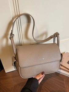 Women Fashion PU Leather Lychee Pattern Small Square Bag Trendy Flap Shoulder Bag Casual Commuter Underarm Crossbody Bag