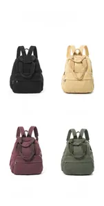 Canvas backpacks set in black khaki purple and green showing multiple color options