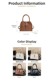 Detailed size specifications and four available colors for this vintage women handbag
