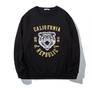 Men's Plus Size Sweatshirt Cotton Blend Streetwear Bear Graphic Metallic Letter Print Crew Neck Long Sleeve Casual Top