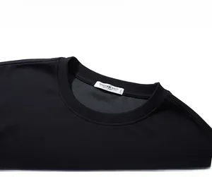 Close-up of black 5XL sports sweatshirt ribbed neckline with premium cotton texture