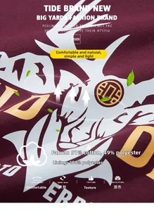 Detail of burgundy sweatshirt fabric texture with cotton blend and high-quality lettering