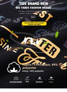 Primer plano de la textura de algodón y el estampado de letras doradas en la sudadera