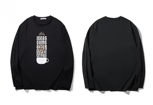 Detailed front and back view of black cotton T-shirt with Coffee Ideas graphic