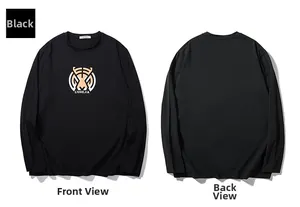 Front and back view of men's black long sleeve T-shirt with graphic tiger print