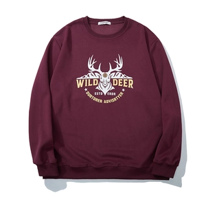 Men's Plus Size Cotton Sweatshirt With Deer Head Letter Print Loose Casual Crew Neck Long Sleeve Pullover Autumn Sport Top