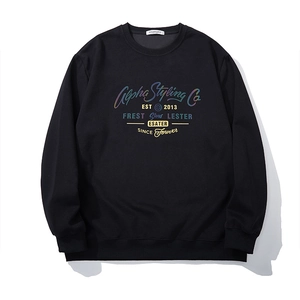 Sudadera de Talla Grande para Hombre Mezcla de Algodón Estampado de Letras Coloridas Cuello Redondo Pullover Estilo Street Retro Americano Casual Corte Holgado Top Deportivo