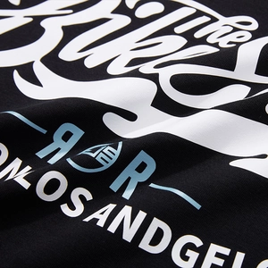 Men's loose black cotton long sleeve t-shirt with high-quality graphic letter printing