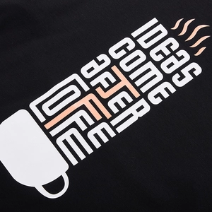 Men's black cotton T-shirt featuring creative Ideas Come After Coffee graphic print