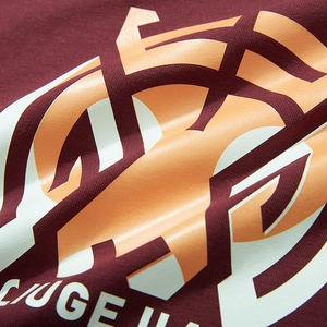 Men's cotton long sleeve T-shirt with tiger print and UGE graphic in dark red