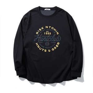 Herren American Retro Grafik Langarm T-Shirt Übergröße Verdickt Warm Baumwolle Sweatshirt Rundhals Winter Top