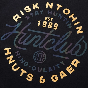 Langarm-Thermo-T-Shirt für Herren mit goldenem und schillerndem Huntclub-Grafikdruck