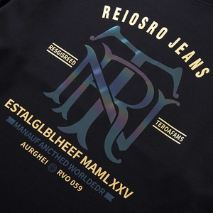 Men's thermal long sleeve t-shirt with premium gold and iridescent graphic print