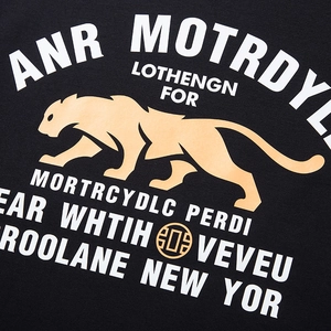 Men's thermal long sleeve t-shirt featuring golden leopard print and street style text