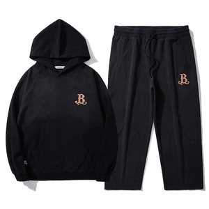 Survêtement Homme Grande Taille Sweat à Capuche Et Pantalon Tenue de Jogging Broderie Lettre B Gothique Coton Streetwear