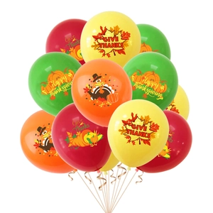 Happy Thanksgiving balloon set with turkey and pumpkin prints for party decor