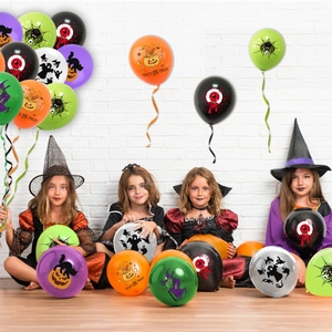 Halloween latex balloon set with pumpkin and ghost prints for spooky party decorations